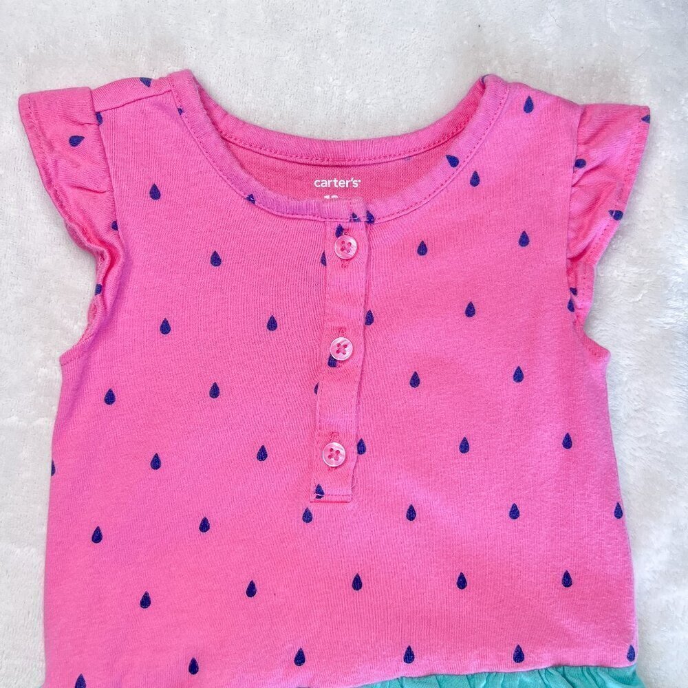 Carter's Baby Girls Bodysuit | Skirted | 12 Months | Watermelon | Pink | Cute - Picture 3 of 9